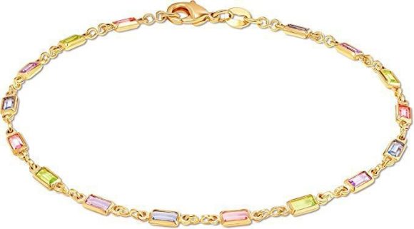 Colorful Women's Crystal Glass Round Oval Square Colored Anklet - Image 8