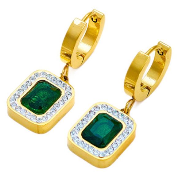 Emerald Cubic Sugar Zirconium Hanging Pendant Necklace And Earrings Suite - Image 5
