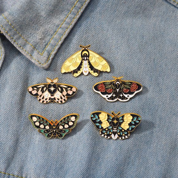 Cartoon Cute Moth Butterfly Insect Golden M Badge Biology Subject Student Bag Ornament Brooch Accessories - Image 6