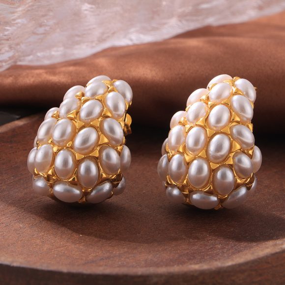 European And American Retro Drop Shape Inlaid Artificial Pearl Earrings - Image 5