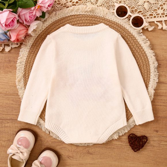 Children's Romper Easter Rabbit Ear Letter Embroidery Round Neck Long Sleeve Sweater - Image 7