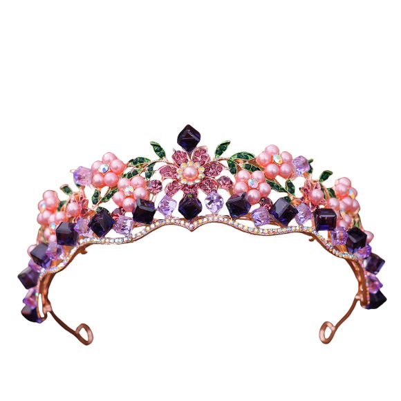 Women's Retro Purple Crystal Princess Crown Headdress - Image 3