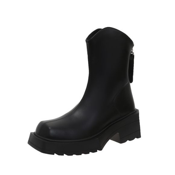 Platform Martin Boots Female Square Toe Booties - Image 3