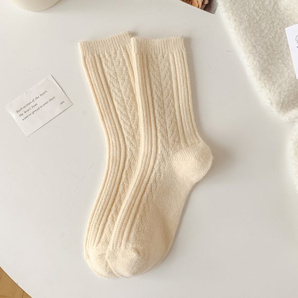 Milky White Twist Wool Socks Children - Image 4