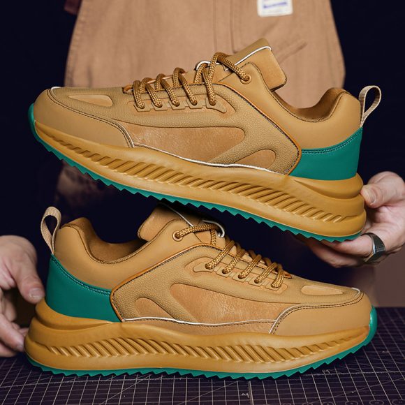 Men's Platform Lightweight Soft Sole Sports Leather Casual Sneakers - Image 2
