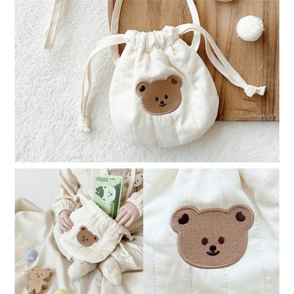 Animal Embroidery Quilted Drawstring Bun Small Bag - Image 4