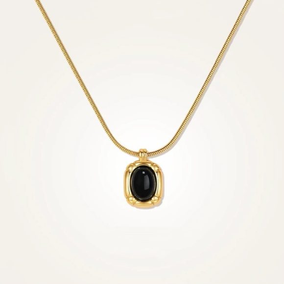 Gold Black Onyx Necklace Twin Accessories - Image 3