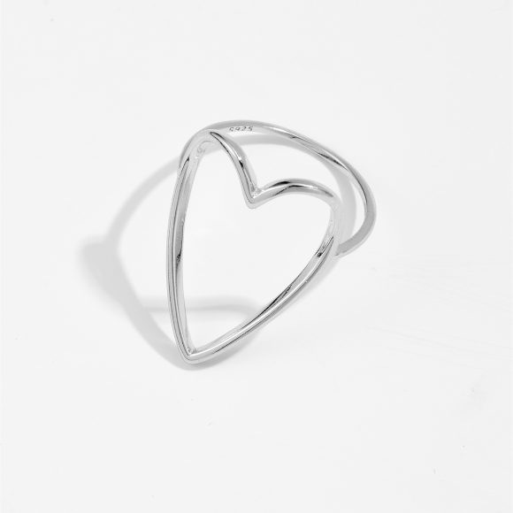 925 Sterling Silver Korean Ins High Sense Love Heart-shaped Ring Women - Image 5
