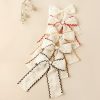 Barrettes Embroidered Lace Dovetail Bow Girl's Hairpin Back Head