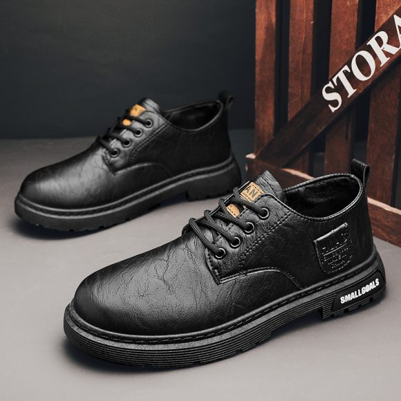 Men's Leather Boots Fashion Outdoor Leisure Low-top Work Boots - Image 6