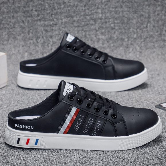 Summer Men's Casual Breathable Semi Slipper White Shoes - Image 4