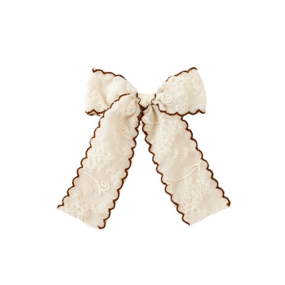 Barrettes Embroidered Lace Dovetail Bow Girl's Hairpin Back Head - Image 6