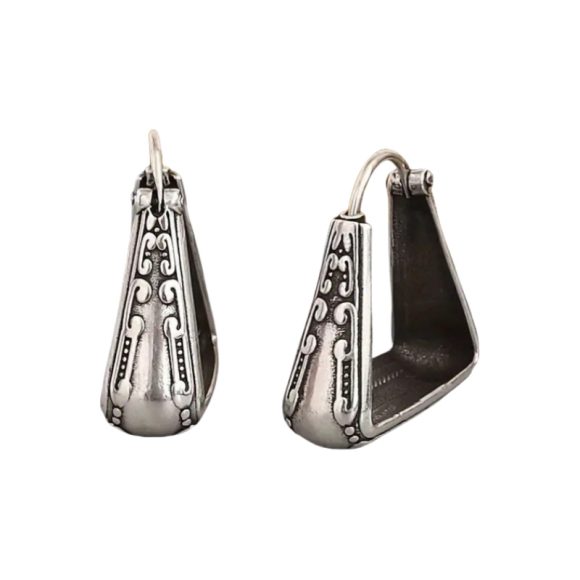 European And American Retro Geometric Carved Pattern Earrings - Image 3