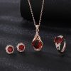 High-grade Ring Necklace Ear Stud Ornament Colored Gems Set Three-piece Set - Image 5
