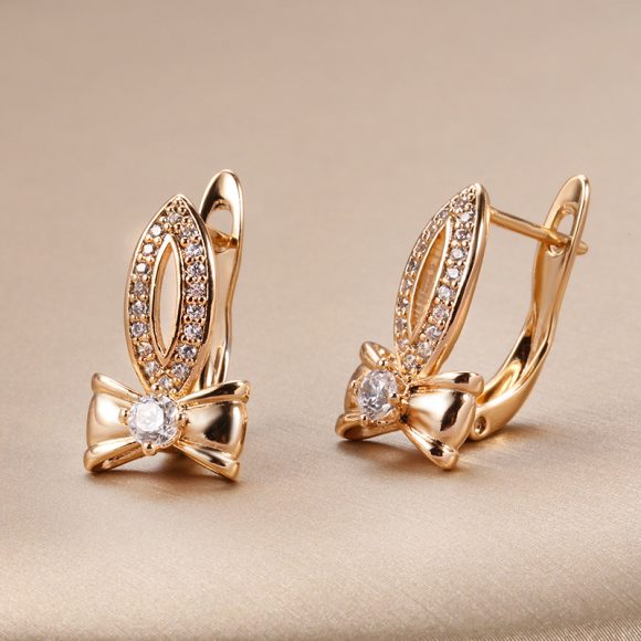 Ins Special-interest Design Copper Gold Plated Zircon Earrings - Image 6