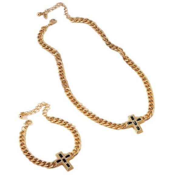 European And American Ornament Minority Fashion Trendy Cross Necklace Bracelet - Image 8