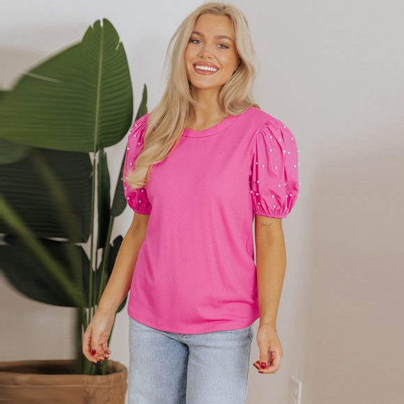 Summer New Solid Color Round Neck Pullover Simple Women - Image 4