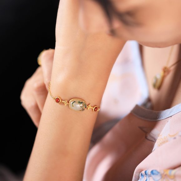 Icing On The Cake Hetian Jade Hand Accessory Bracelet - Image 6