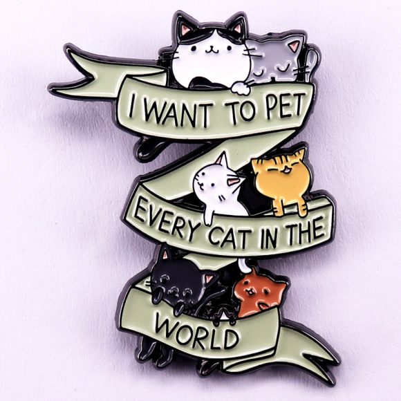 I Want To Pet Every Cat Enamel Pin Cat Lover Badge - Image 2