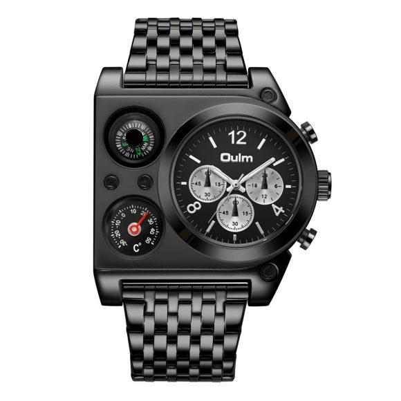 Multi-time Zone Oversized Dial Luminous Men's Watch Steel Belt - Image 2