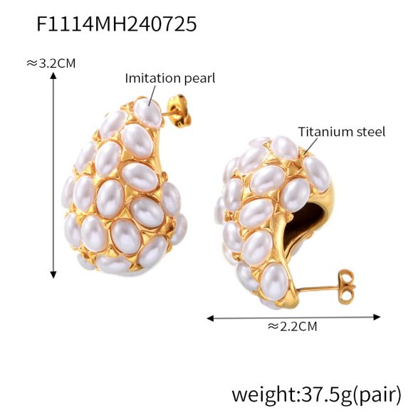 European And American Retro Drop Shape Inlaid Artificial Pearl Earrings - Image 4