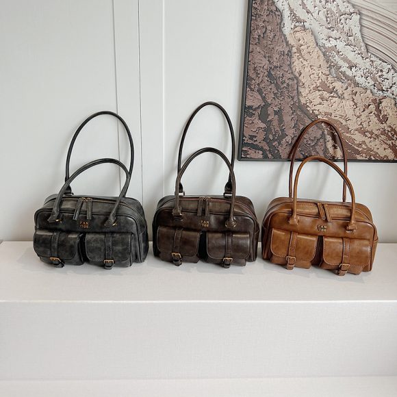 Maillard Brown Vintage Boston Shoulder Bag - Image 5