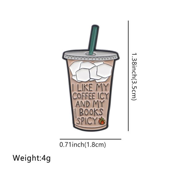 Cartoon Golden M Badge Coffee Quotation Brooch - Image 4