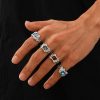 European And American Fashion Cool Pleated Lava Metal Gemstone Ring For Men - Image 6