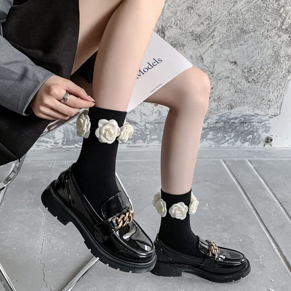 Three-dimensional Camellia Tube Socks Personality Lolita Style Socks - Image 2