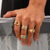 European And American Fashion Cool Pleated Lava Metal Gemstone Ring For Men - Image 3