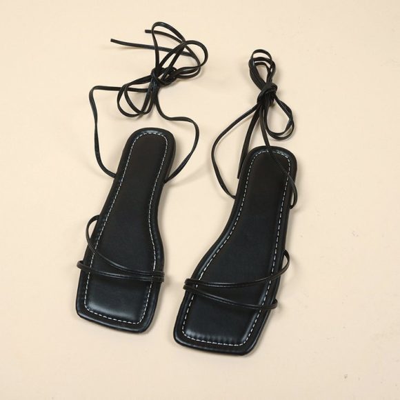European And American Ankle Ring Bandage Cloth Flat Sandals Women's Summer - Image 5