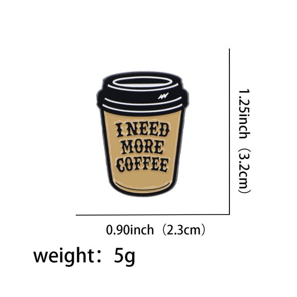 Cartoon Golden M Badge Coffee Quotation Brooch - Image 9
