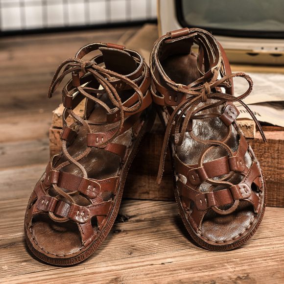 Casual Soft Bottom Non-slip Roman Leather Sandals - Image 3