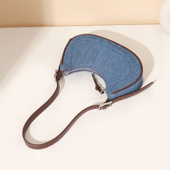 French Retro Denim Crescent Handbag - Image 4