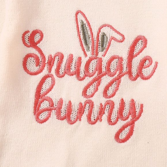 Children's Romper Easter Rabbit Ear Letter Embroidery Round Neck Long Sleeve Sweater - Image 4
