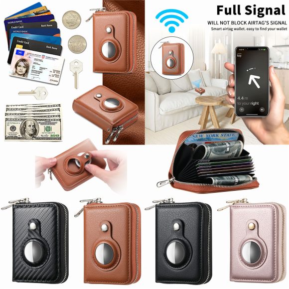 RFID Double Zip Wallet Sets Carbon Fiber PU Storage Card Sleeve - Image 2