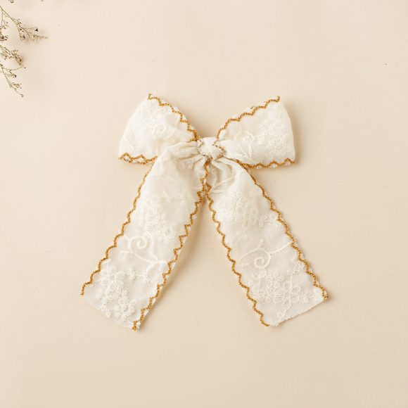 Barrettes Embroidered Lace Dovetail Bow Girl's Hairpin Back Head - Image 9
