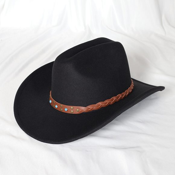 Wide Brim Western Denim Top Hat - Image 3