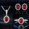 High-grade Ring Necklace Ear Stud Ornament Colored Gems Set Three-piece Set - Image 8