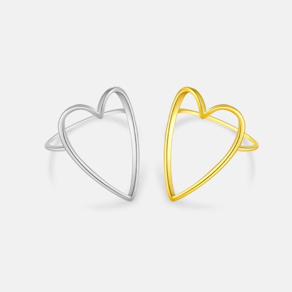 925 Sterling Silver Korean Ins High Sense Love Heart-shaped Ring Women - Image 3