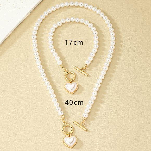 Love Pearl OT Buckle Necklace, Bracelet Set - Image 2