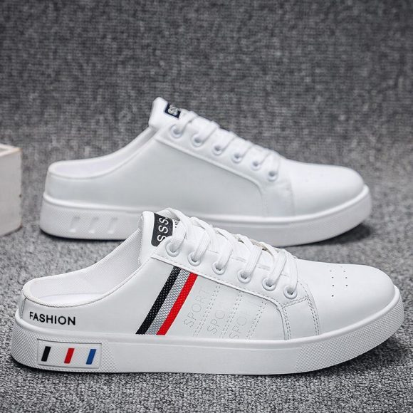 Summer Men's Casual Breathable Semi Slipper White Shoes