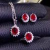 High-grade Ring Necklace Ear Stud Ornament Colored Gems Set Three-piece Set