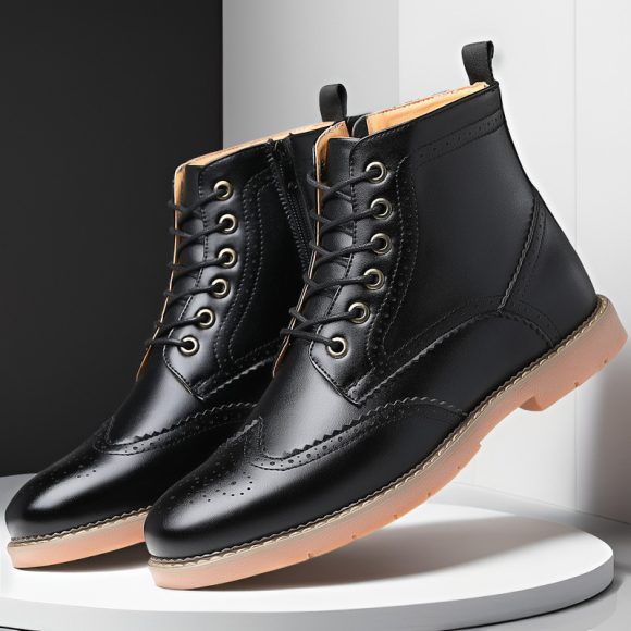 Men's High-top Business Casual Leather Shoes British Martin Boots - Image 5