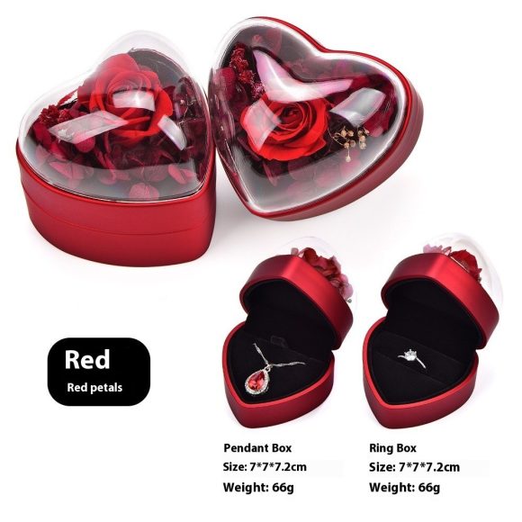 Valentine's Day Rose Preserved Fresh Flower Rings Pendants Storage Box - Image 8