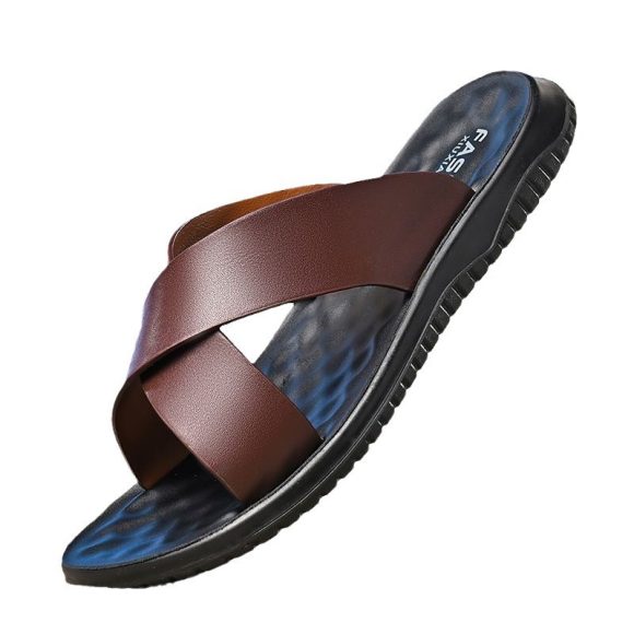 Men's Casual Soft Leather Soft Bottom Non-slip Slippers - Image 4