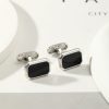 European And American Round Geometric Black Gemstone Cufflinks - Image 4