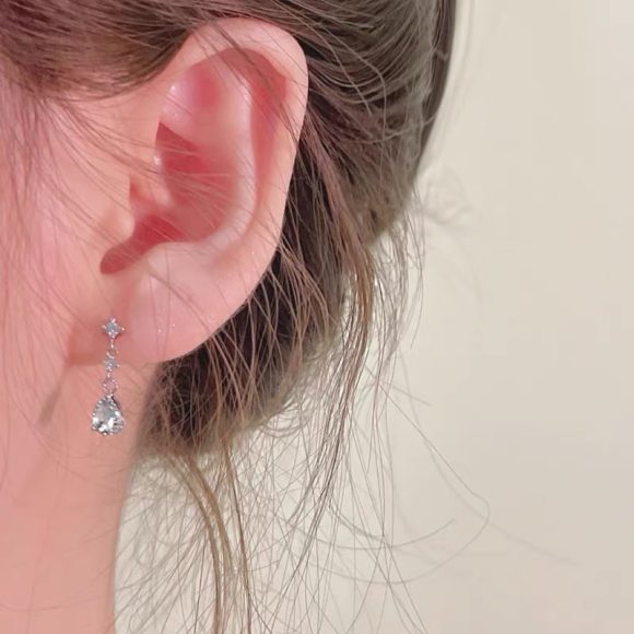 Light Blue Water Drop Earrings Zircon Temperament - Image 5