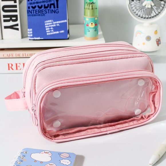 Transparent Pencil Case INS Style Milk Salty Series Carrying Case Large Capacity Waterproof - Image 2