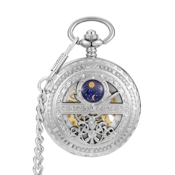 Golden Retro Hollow Pointer Night Sky Semi-automatic Mechanical Pocket Watch - Image 2
